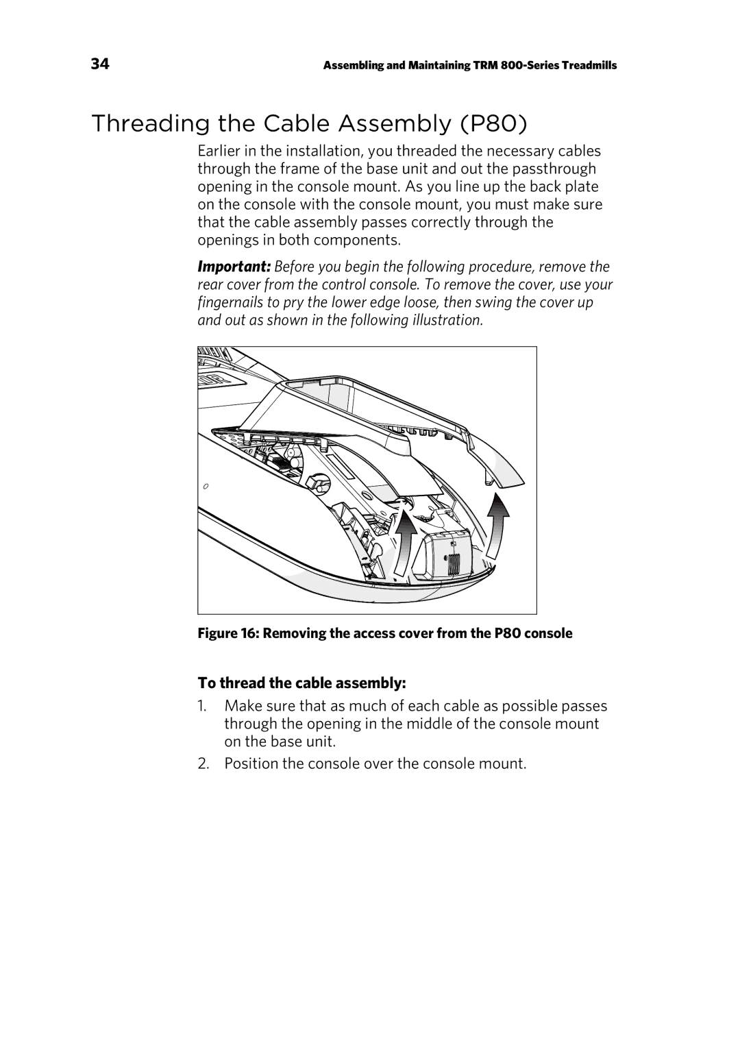 Precor P10 manual Threading the Cable Assembly P80, To thread the cable assembly 