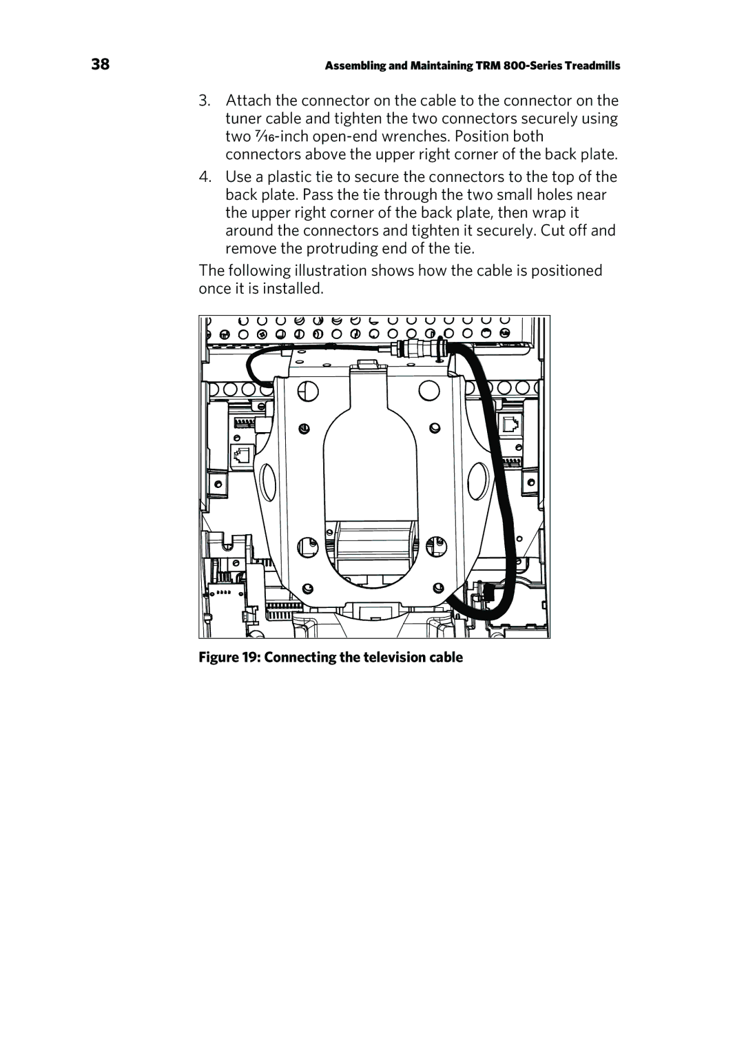 Precor P10 manual Connecting the television cable 