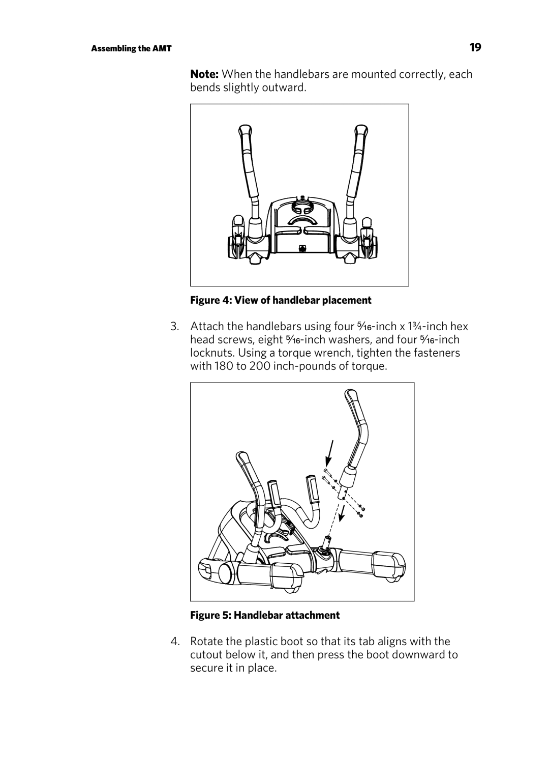 Precor p20 manual View of handlebar placement 