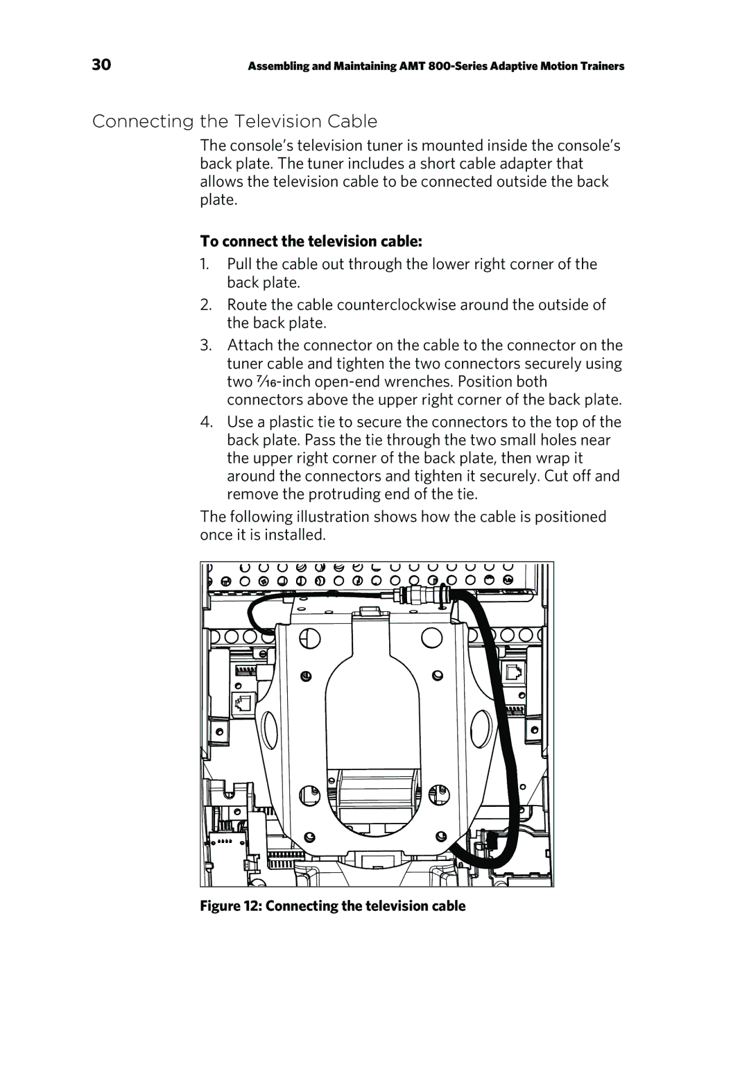 Precor p20 manual Connecting the Television Cable, To connect the television cable 