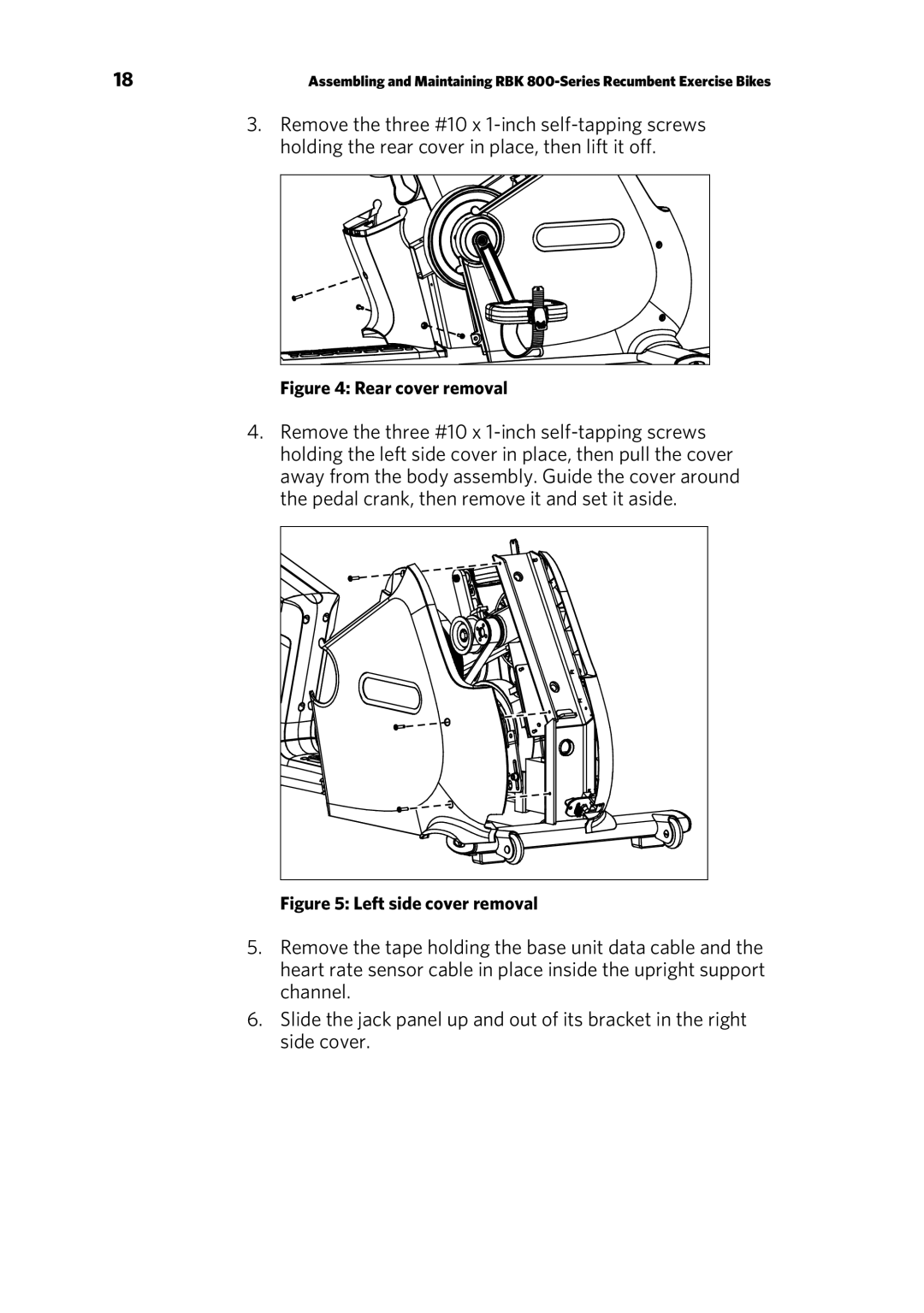 Precor P30 Console manual Rear cover removal 