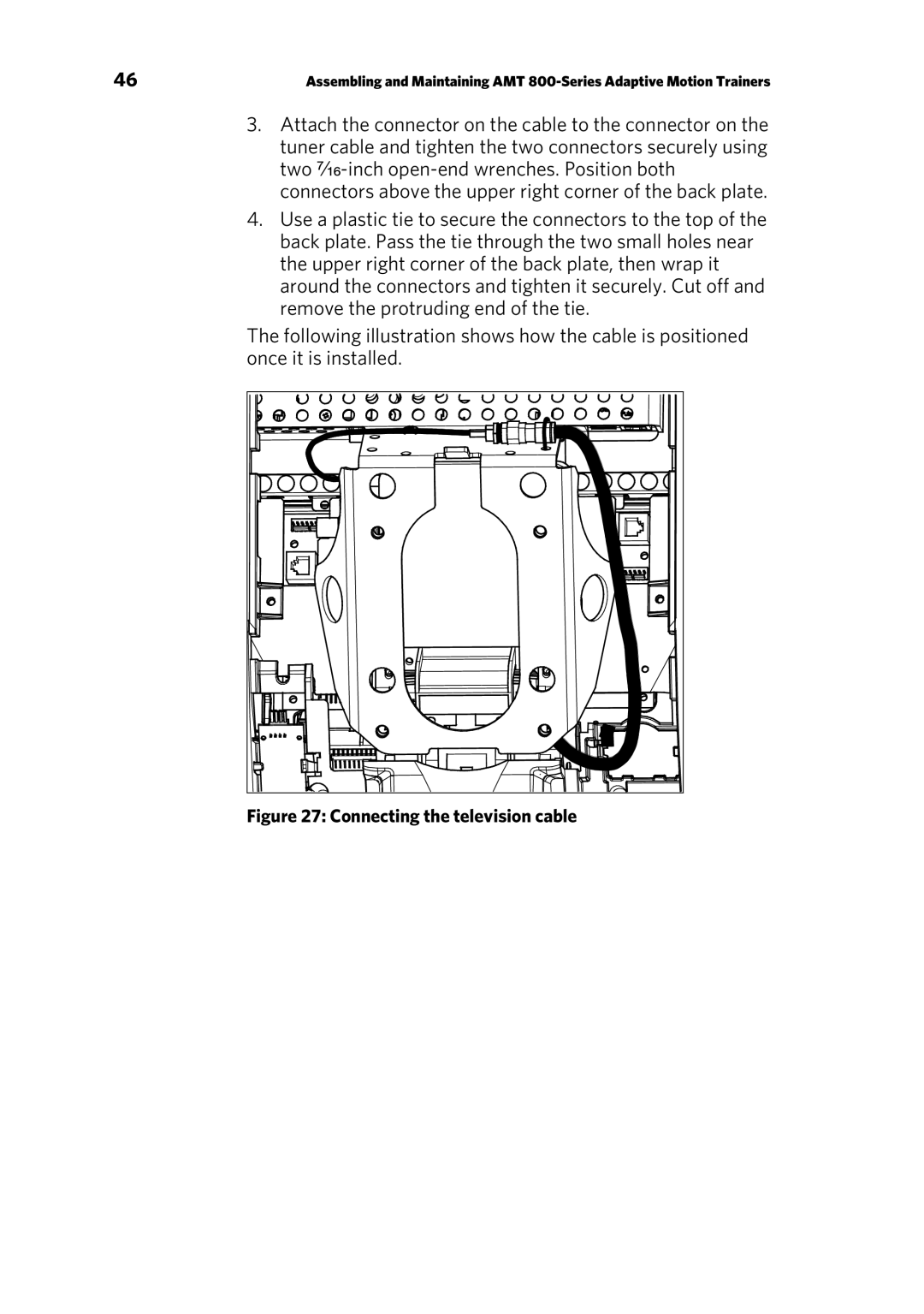 Precor P30 manual Connecting the television cable 