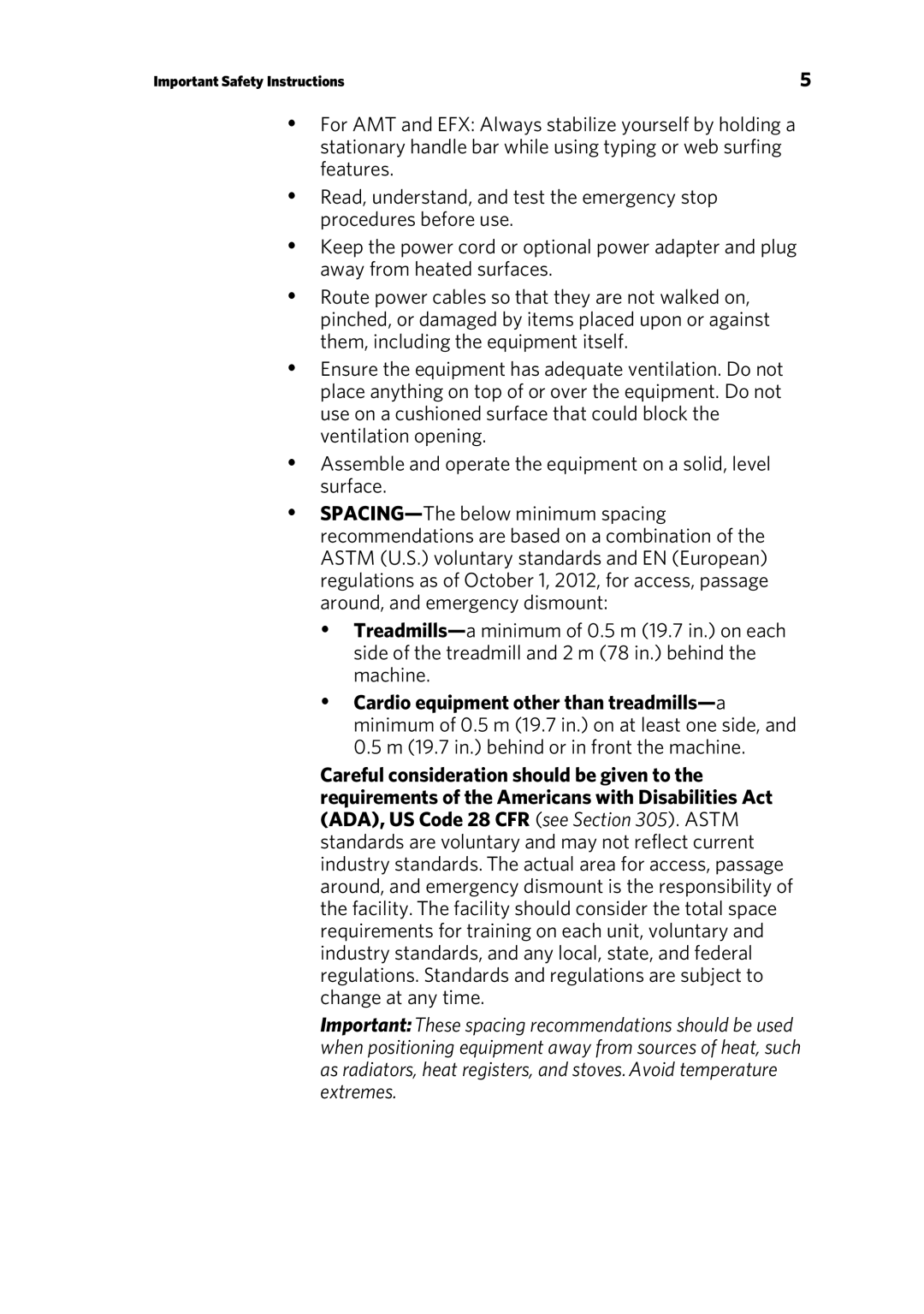 Precor P30 manual Important Safety Instructions 