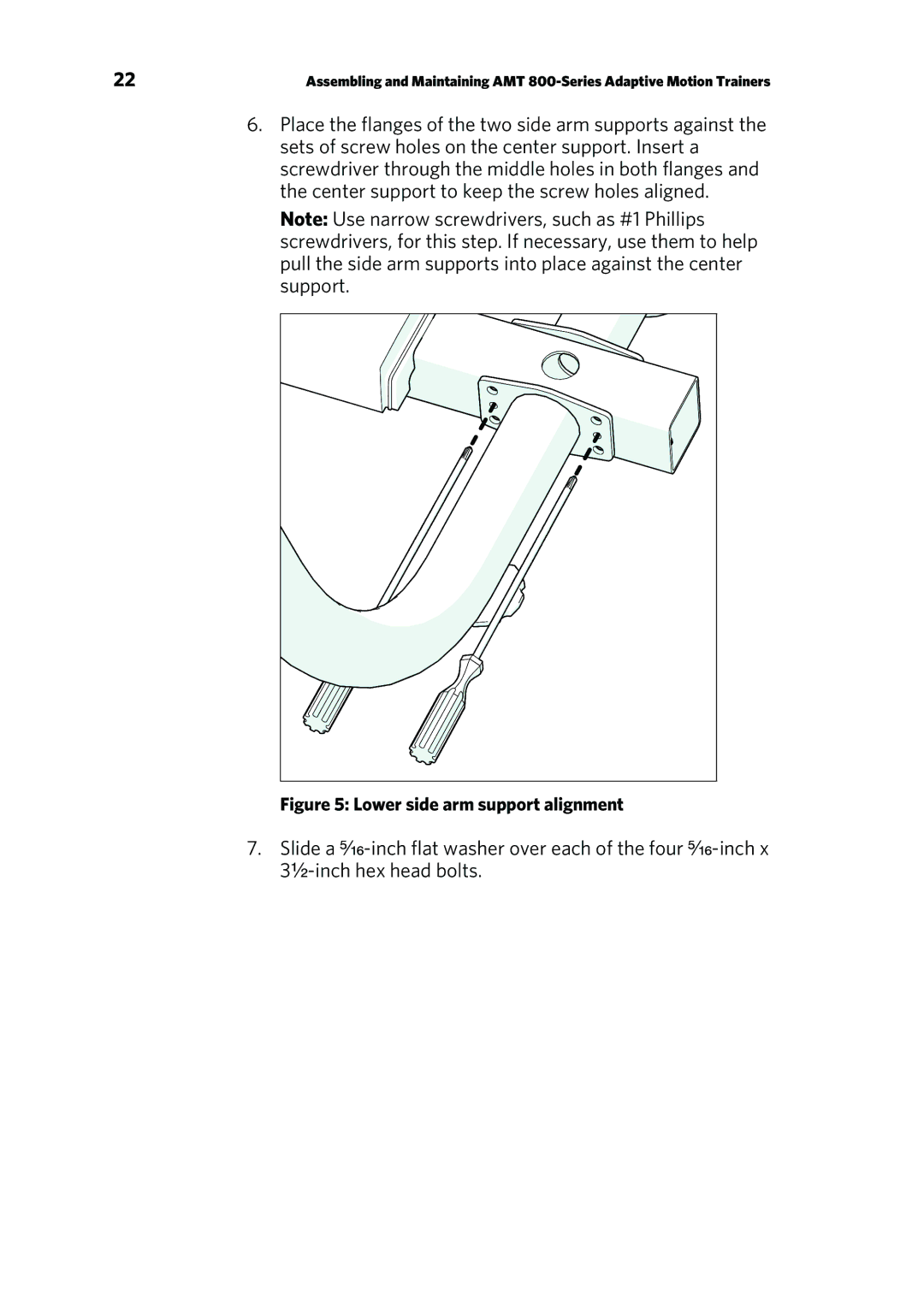 Precor P30 manual Lower side arm support alignment 