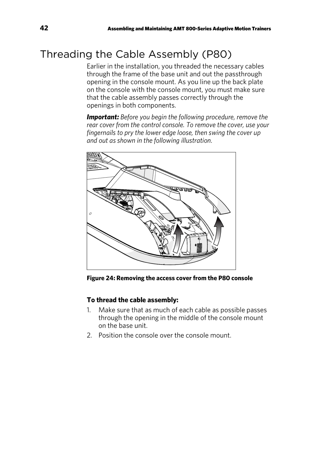 Precor P30 manual Threading the Cable Assembly P80, To thread the cable assembly 