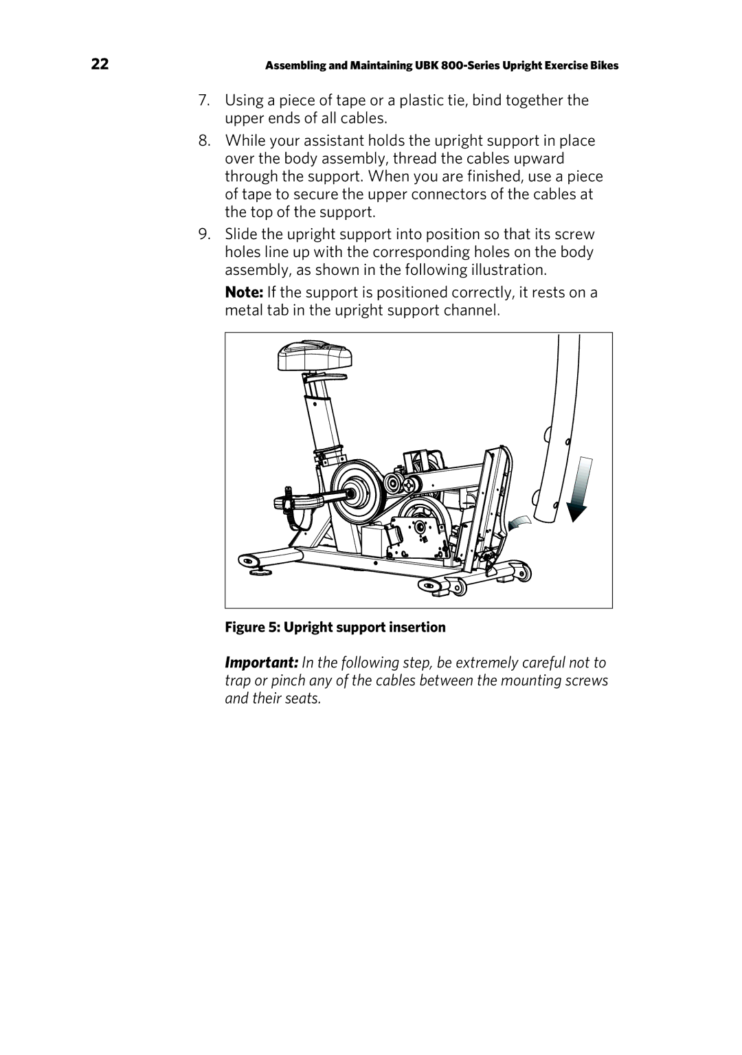 Precor P30 manual Upright support insertion 