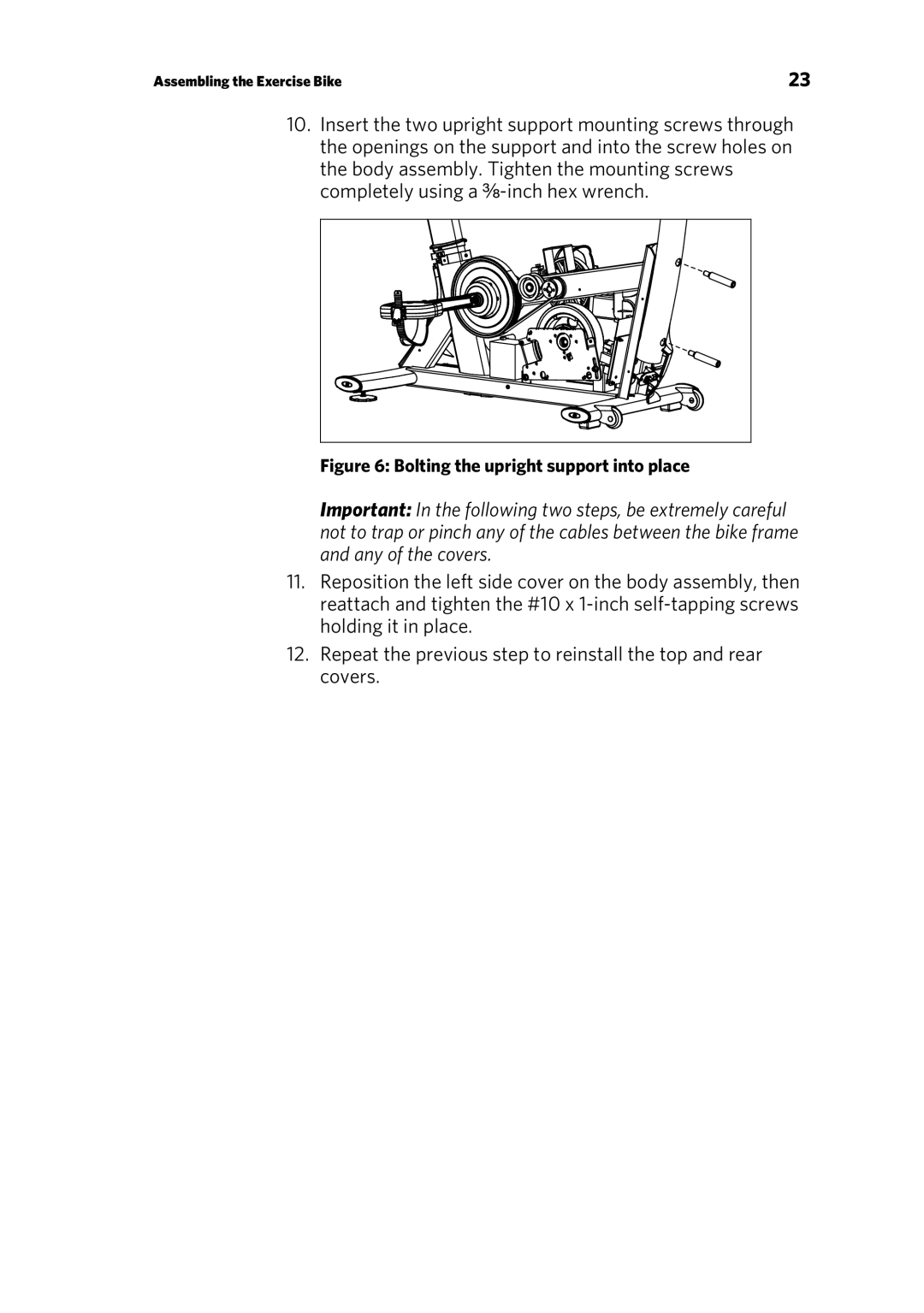 Precor P30 manual Bolting the upright support into place 