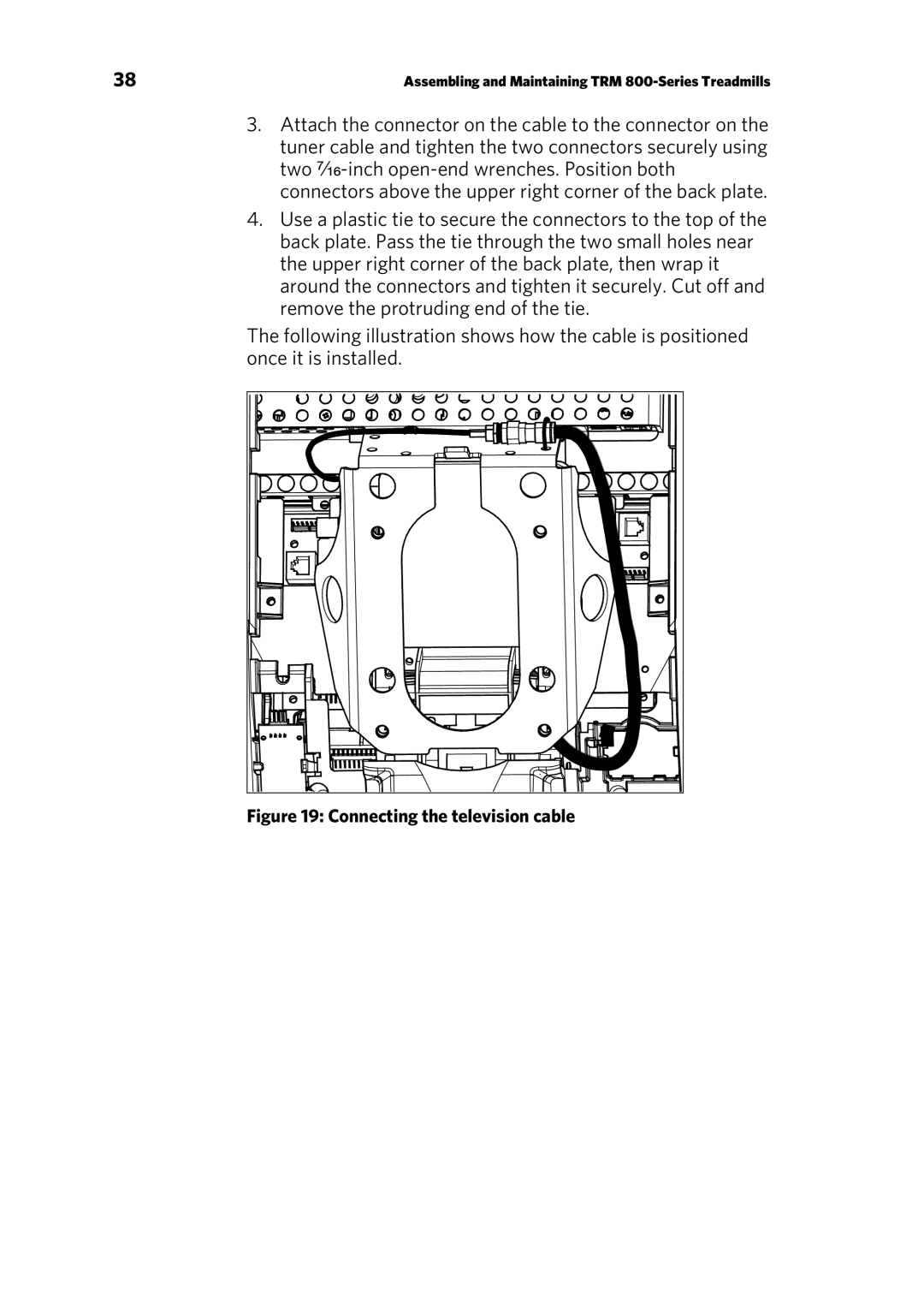 Precor P30 manual Connecting the television cable 