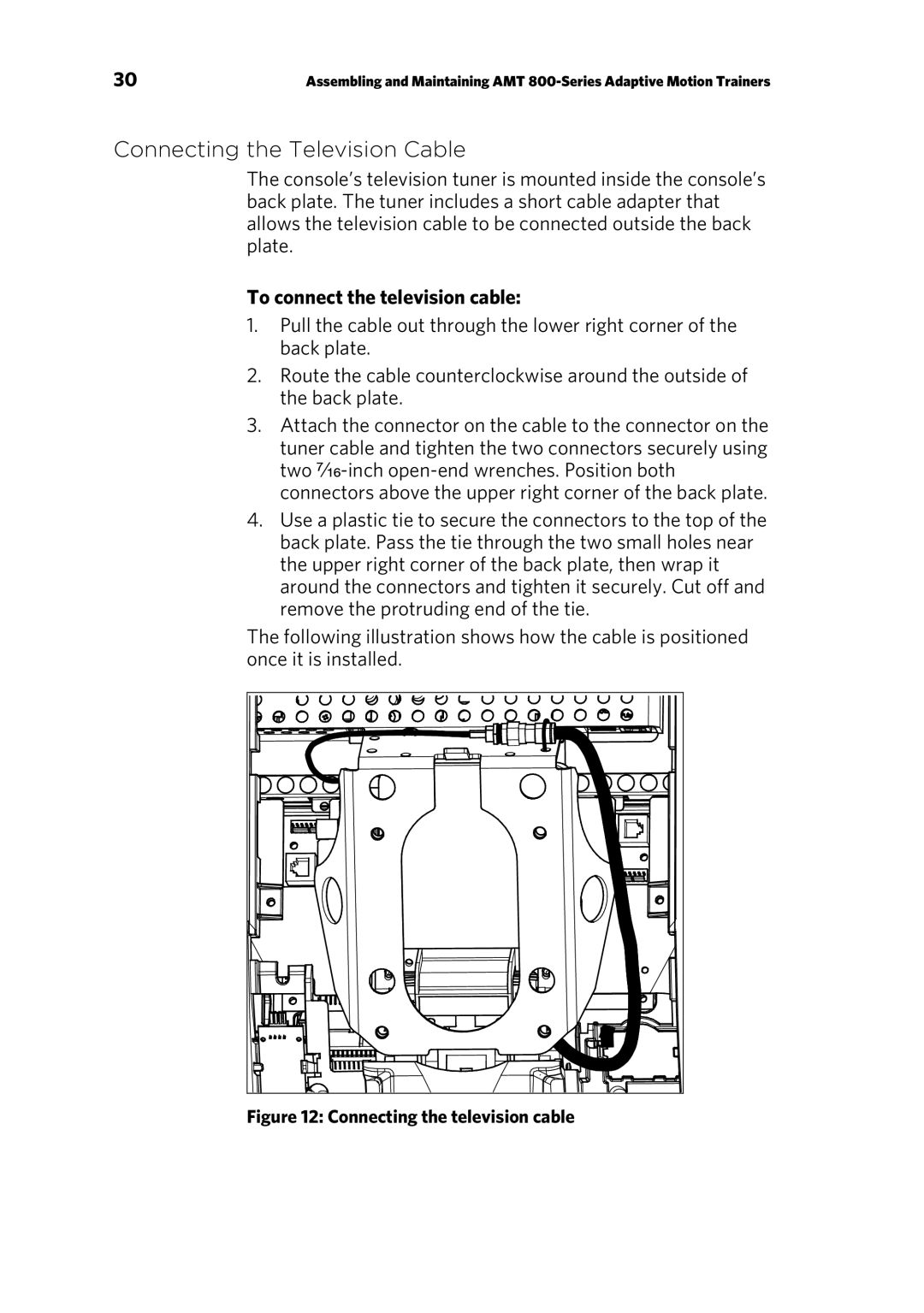 Precor P30 manual Connecting the Television Cable, To connect the television cable 