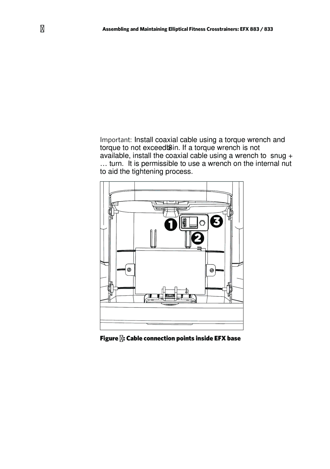 Precor P80 manual Cable connection points inside EFX base 