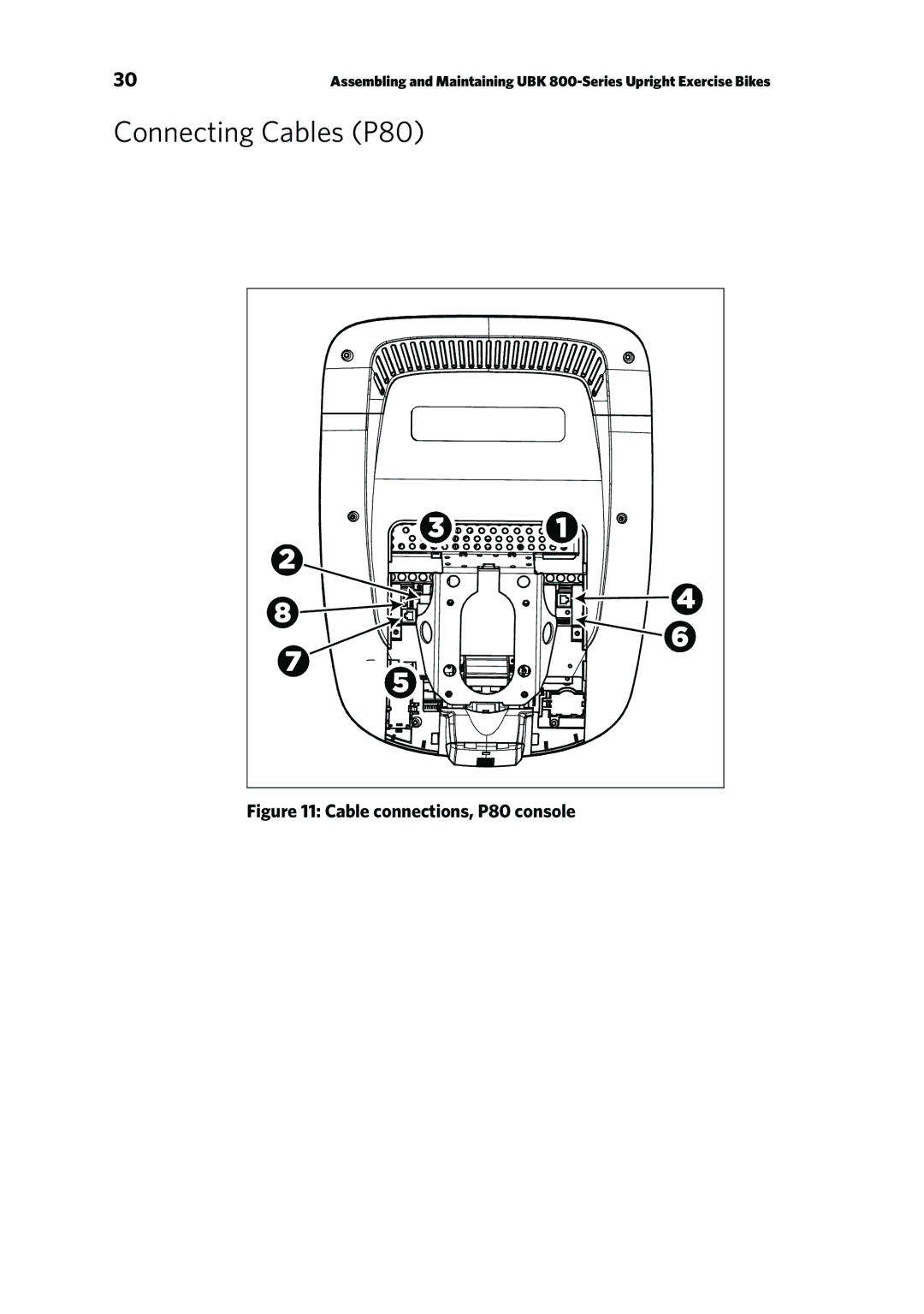 Precor manual Connecting Cables P80, Cable connections, P80 console 