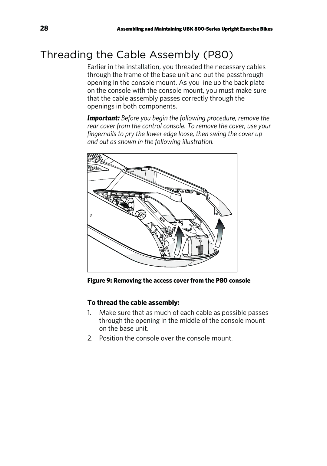 Precor manual Threading the Cable Assembly P80, To thread the cable assembly 