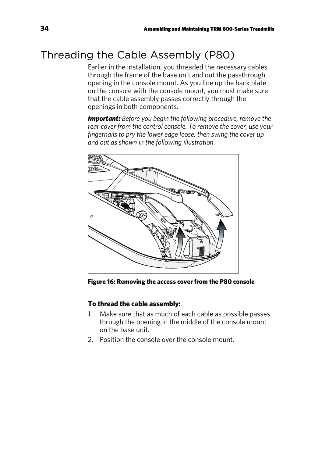 Precor manual Threading the Cable Assembly P80, To thread the cable assembly 