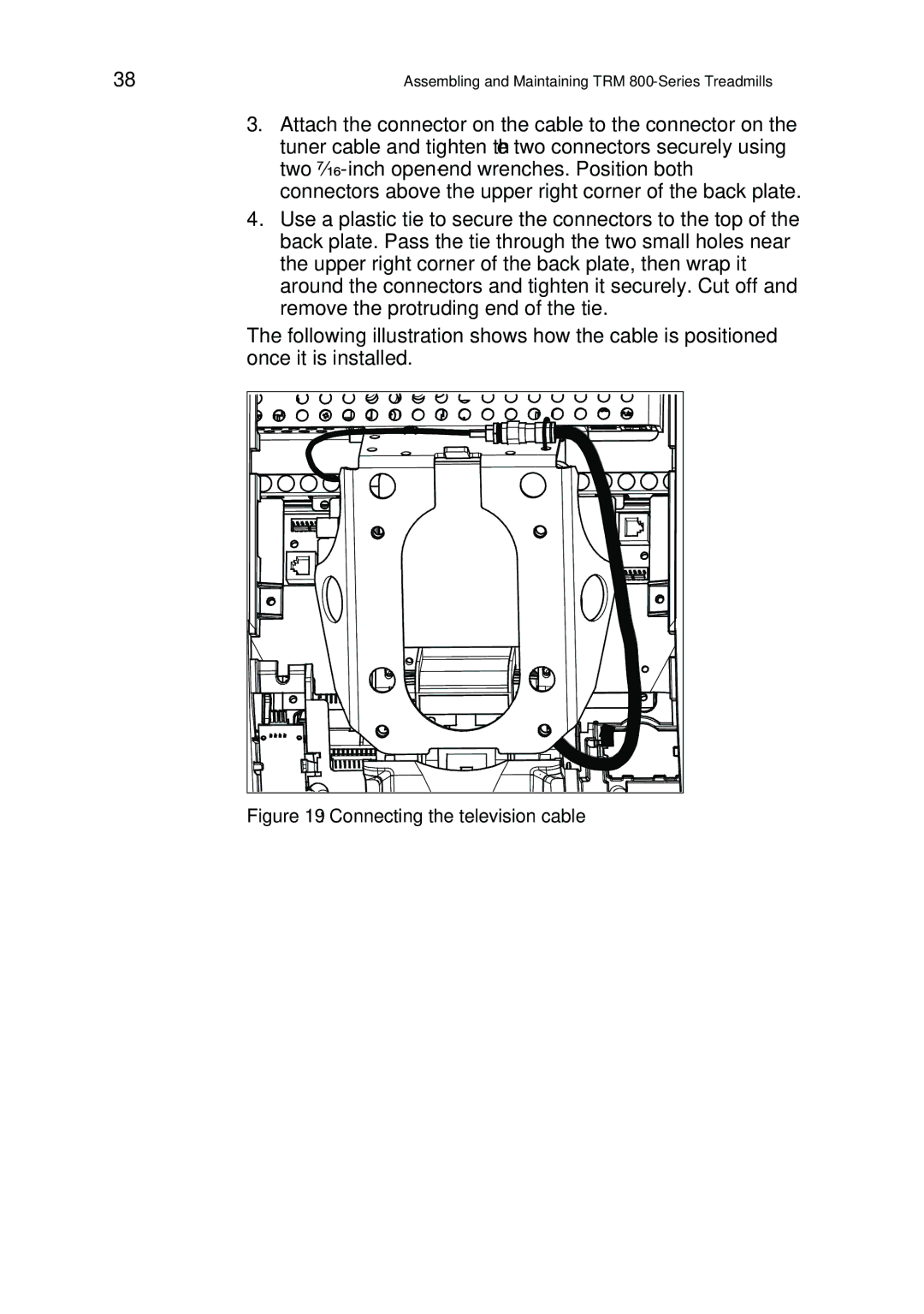 Precor P80 manual Connecting the television cable 