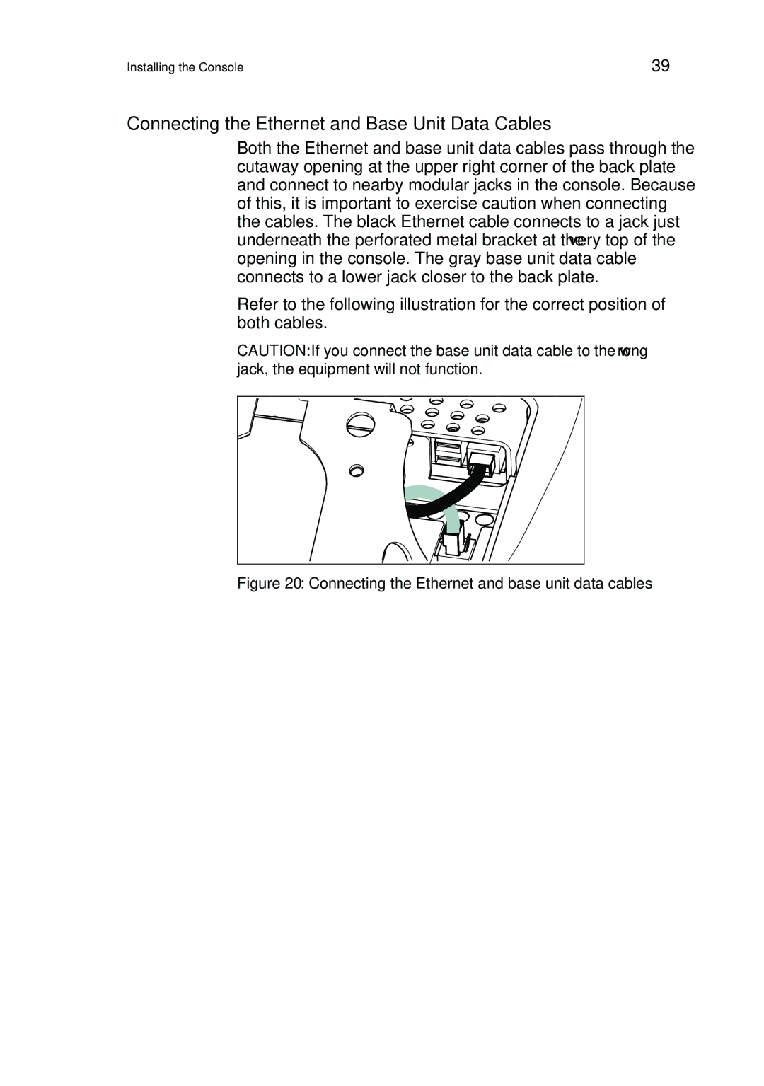 Precor P80 manual Connecting the Ethernet and Base Unit Data Cables, Connecting the Ethernet and base unit data cables 