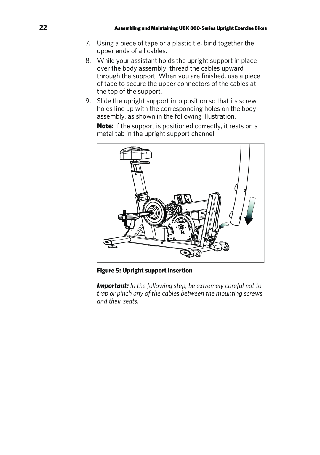 Precor P80 manual Upright support insertion 
