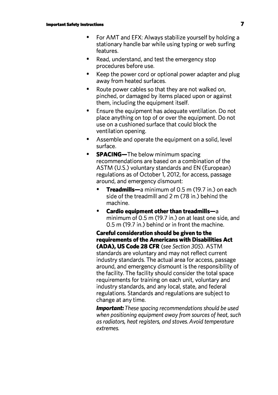 Precor P80 manual Important Safety Instructions 