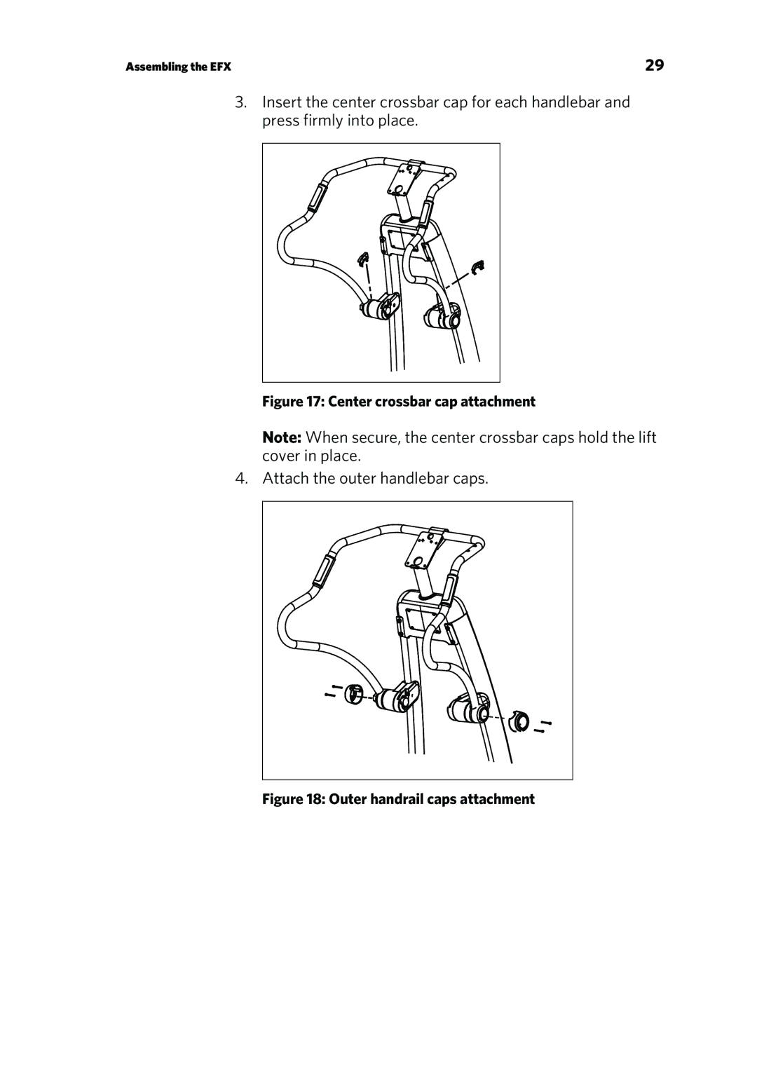 Precor P/N 300753-201 manual Attach the outer handlebar caps 