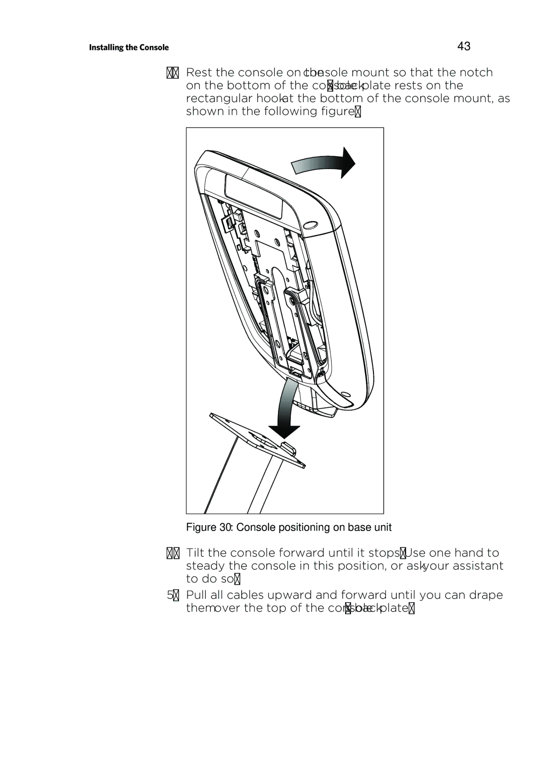 Precor P/N 300753-201 manual Console positioning on base unit 