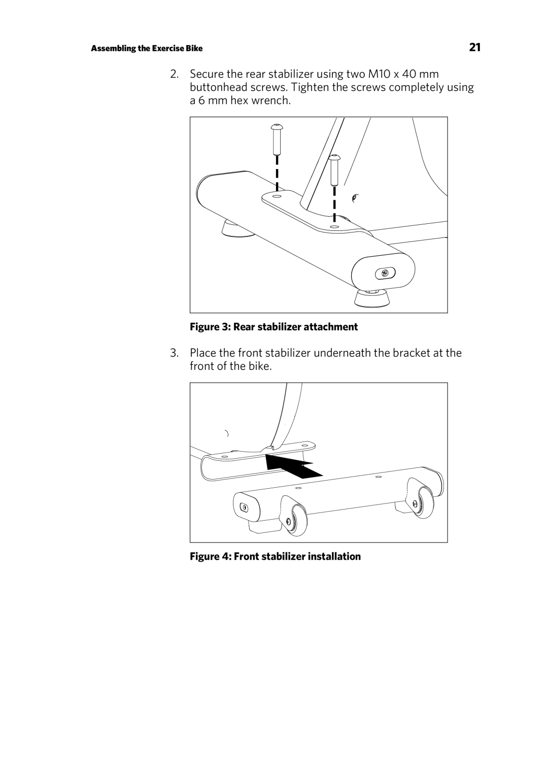 Precor RBK 615 . UBK 615 owner manual Rear stabilizer attachment 