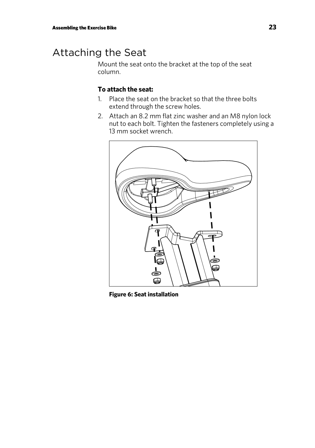 Precor RBK 615 . UBK 615 owner manual Attaching the Seat, To attach the seat 