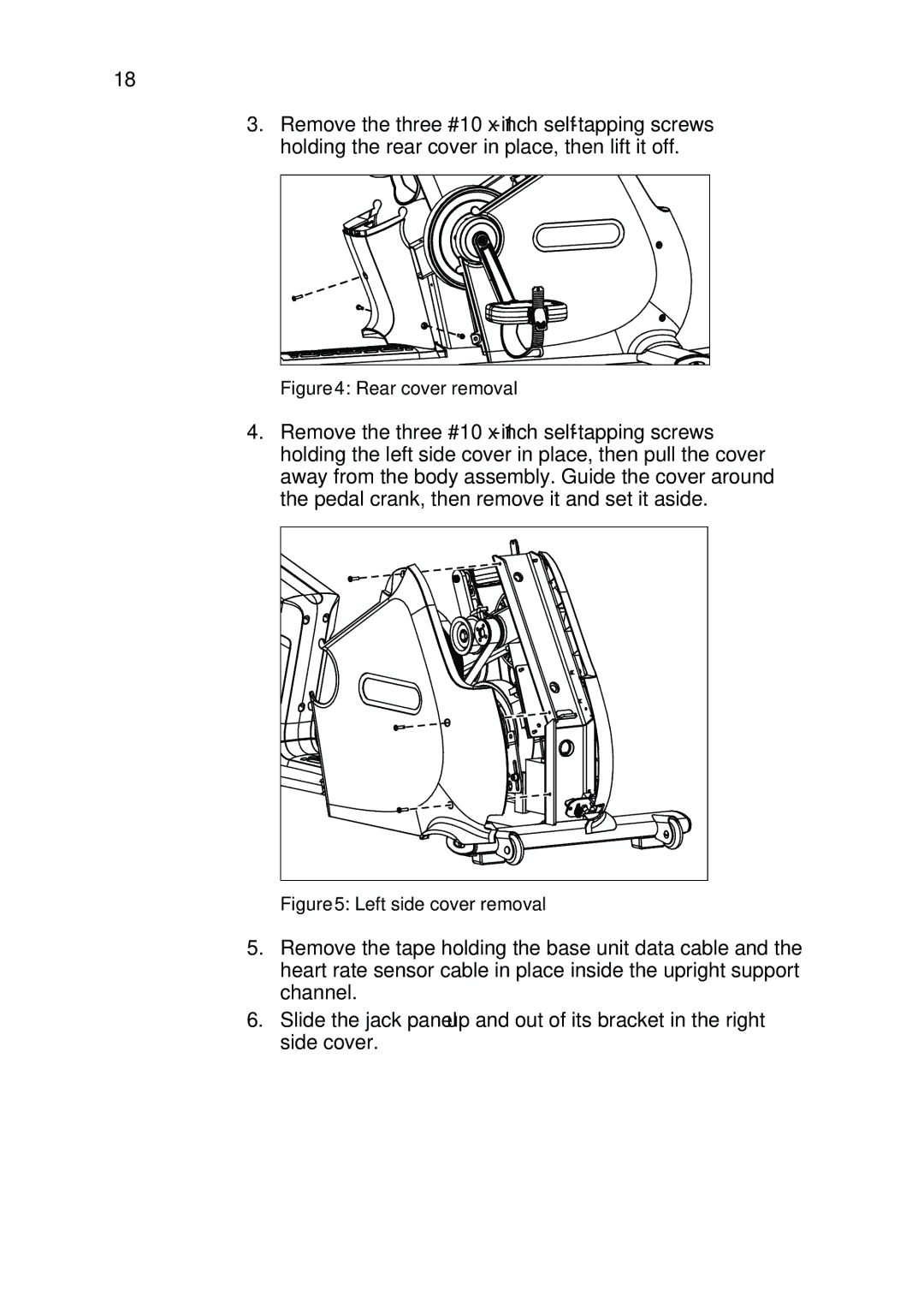 Precor RBK 800 warranty Rear cover removal 