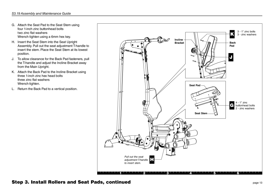Precor S3-19 manual Incline Back Bracket Pad Seat Pad 