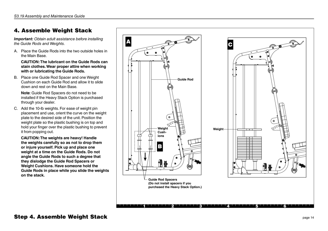 Precor S3-19 manual Assemble Weight Stack 