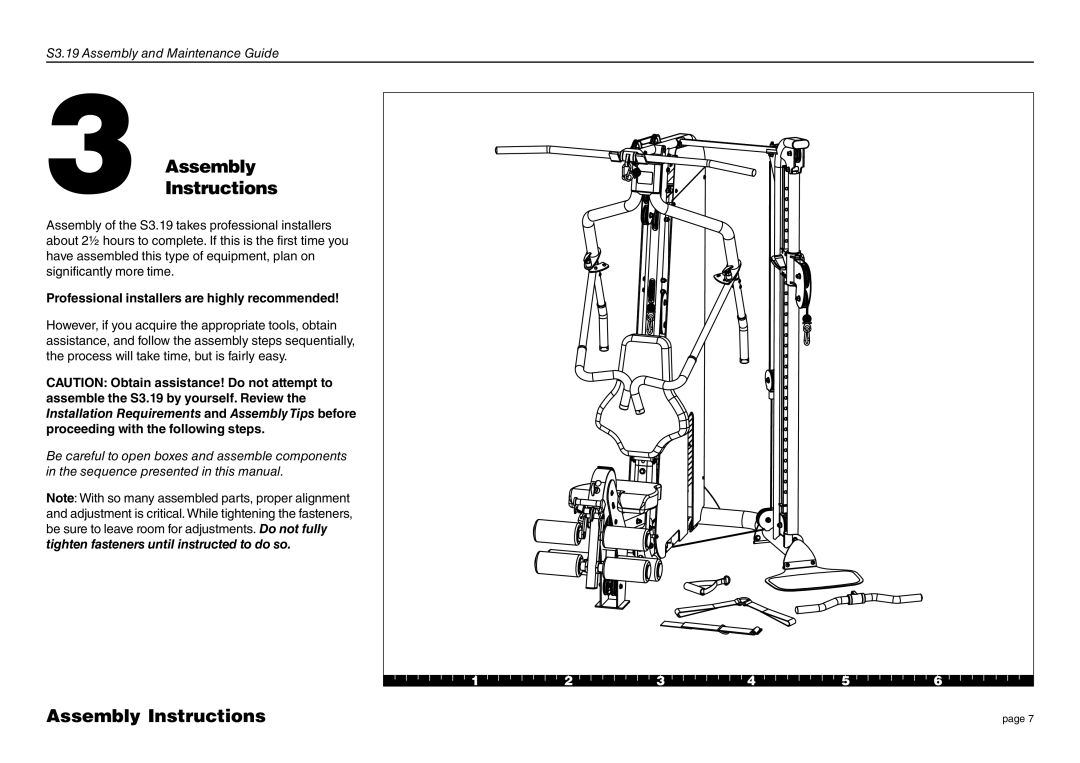 Precor S3-19 manual AssemblyInstructions, Assembly Instructions 