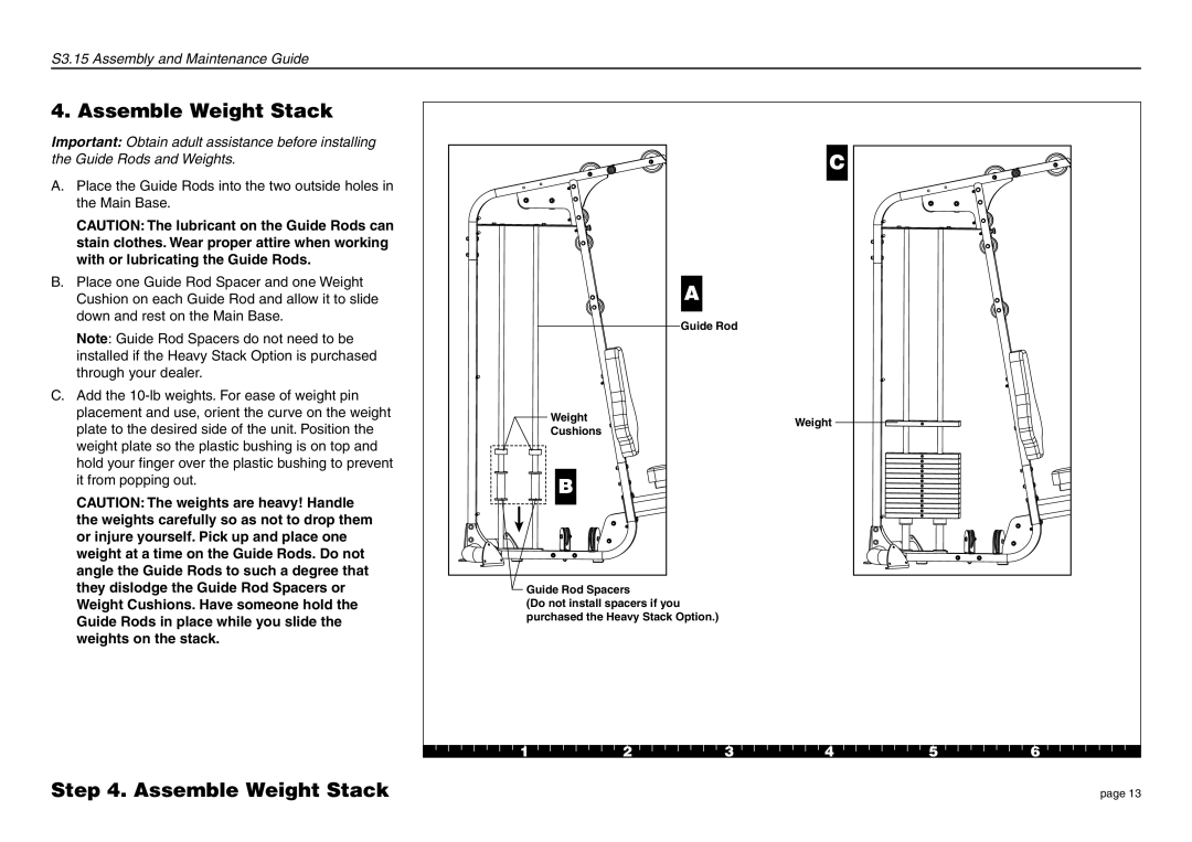 Precor S3.15 manual Assemble Weight Stack 