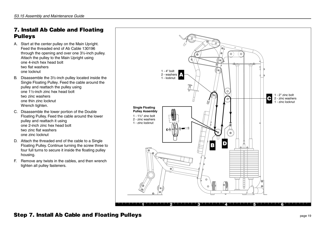 Precor S3.15 manual Install Ab Cable and Floating Pulleys 