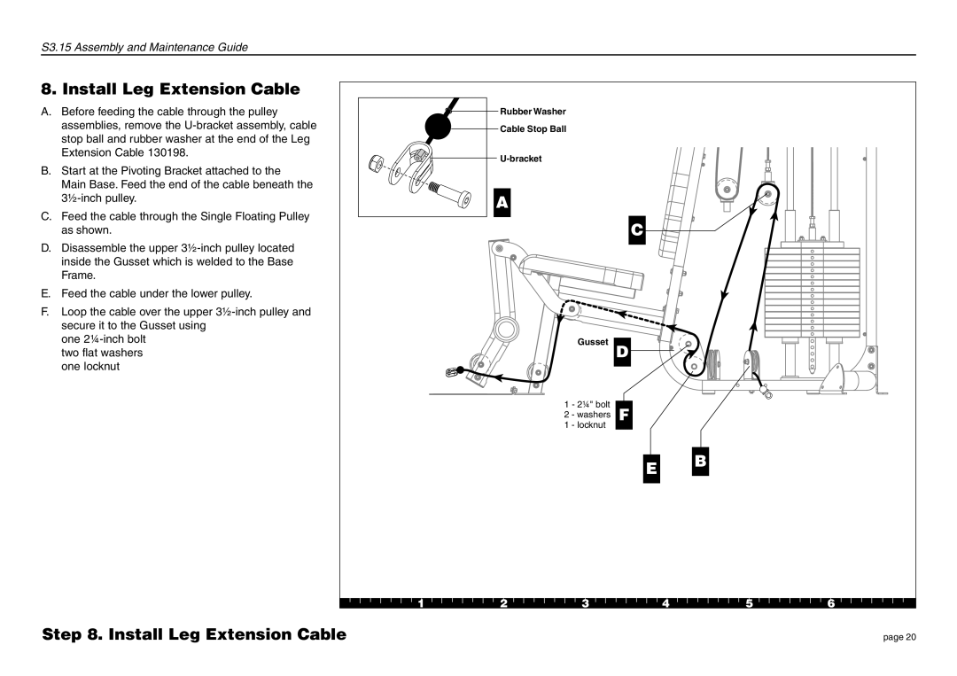 Precor S3.15 manual Install Leg Extension Cable 