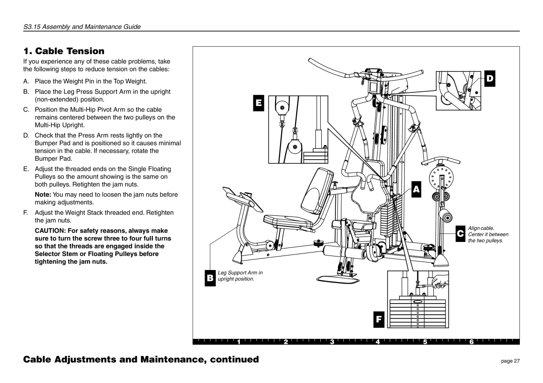 Precor S3.15 manual Cable Tension 