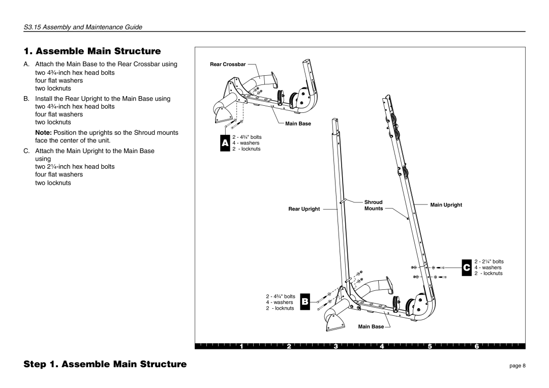 Precor S3.15 manual Assemble Main Structure 