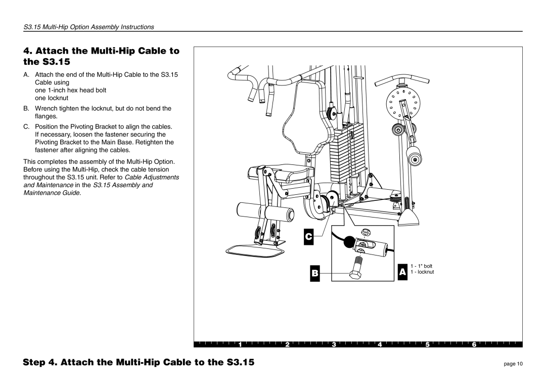 Precor manual Attach the Multi-Hip Cable to the S3.15 