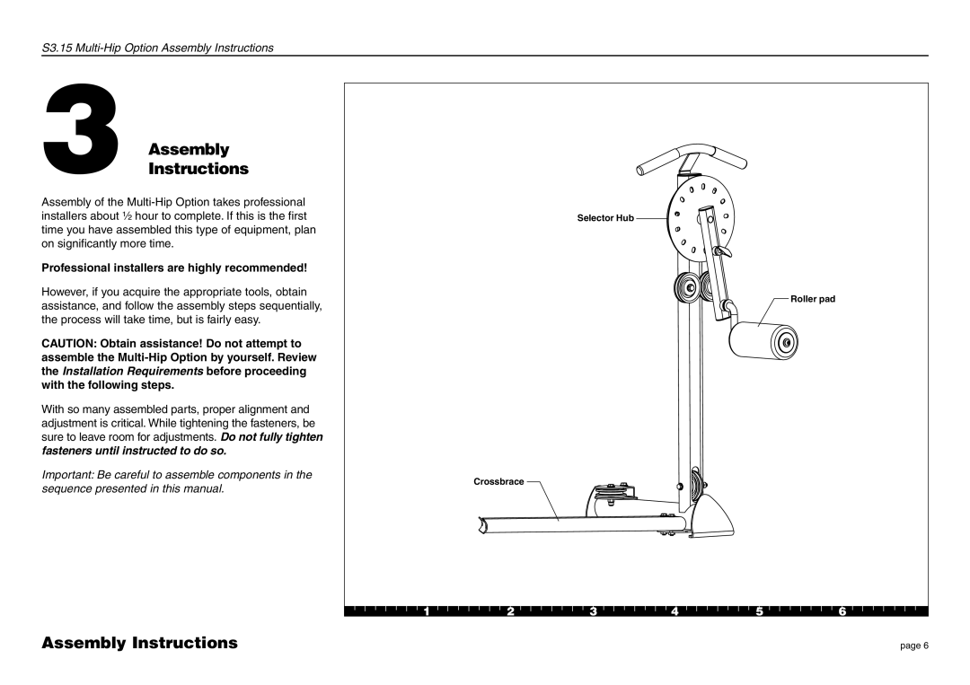 Precor S3.15 manual AssemblyInstructions, Assembly Instructions, Professional installers are highly recommended 