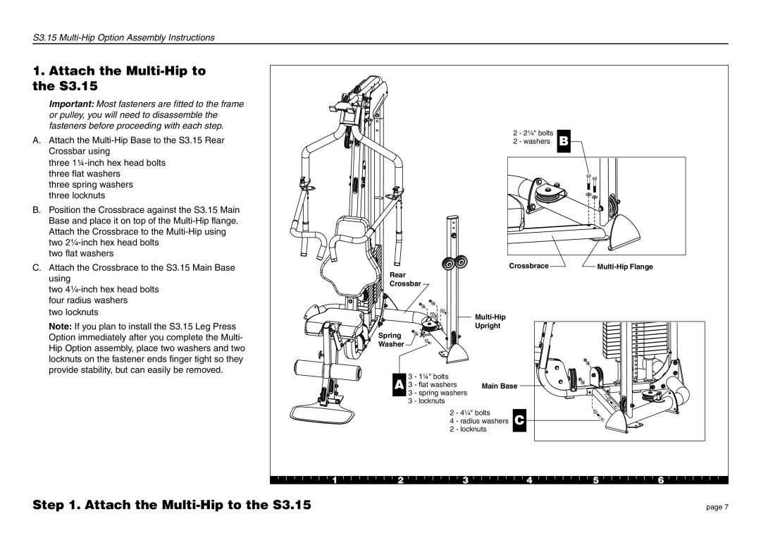 Precor manual Attach the Multi-Hip to the S3.15 