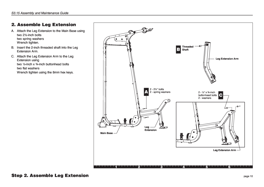Precor manual Assemble Leg Extension, S3.15 Assembly and Maintenance Guide 