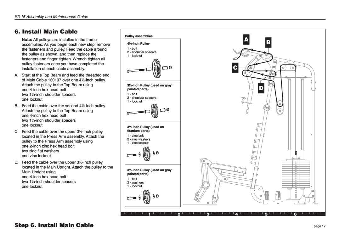 Precor manual Install Main Cable, S3.15 Assembly and Maintenance Guide 