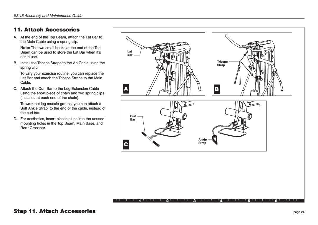 Precor manual Attach Accessories, S3.15 Assembly and Maintenance Guide 
