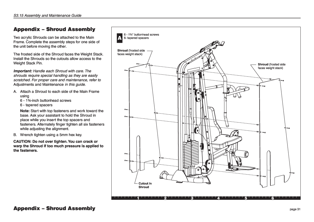 Precor manual Appendix - Shroud Assembly, S3.15 Assembly and Maintenance Guide 