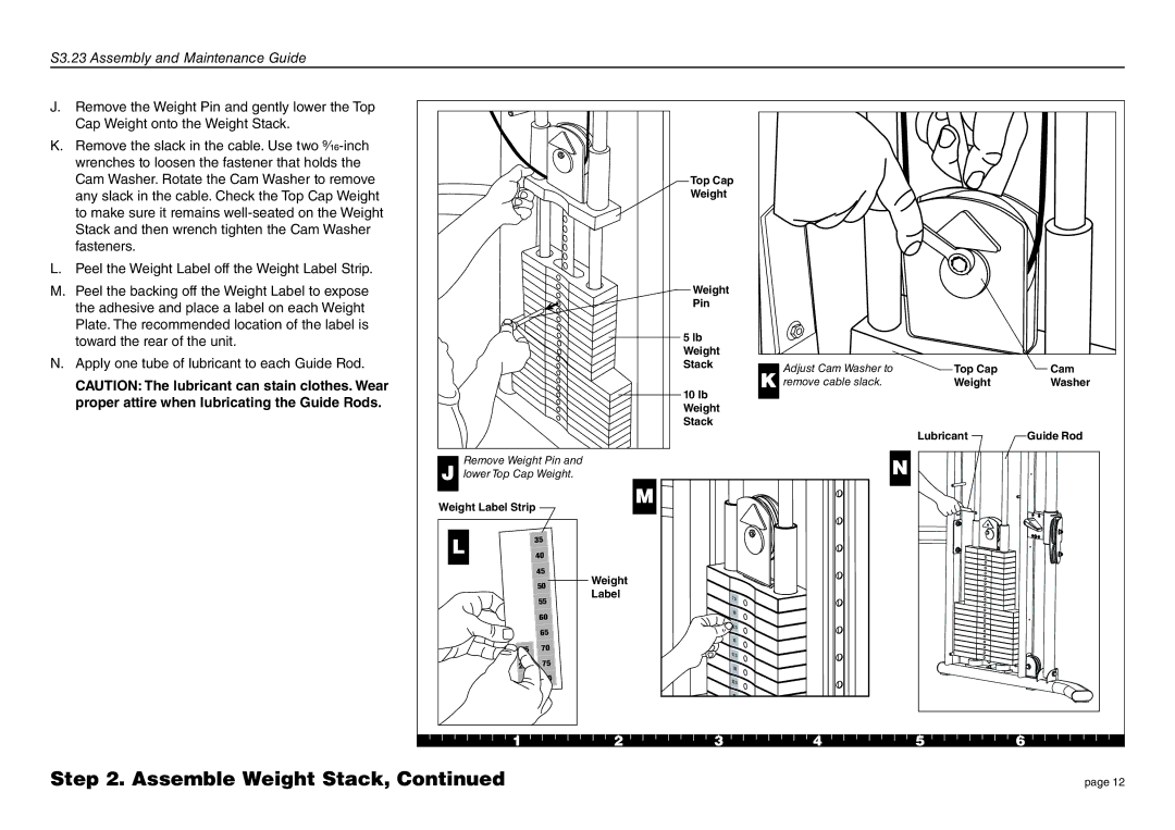 Precor S3.23 manual Proper attire when lubricating the Guide Rods 