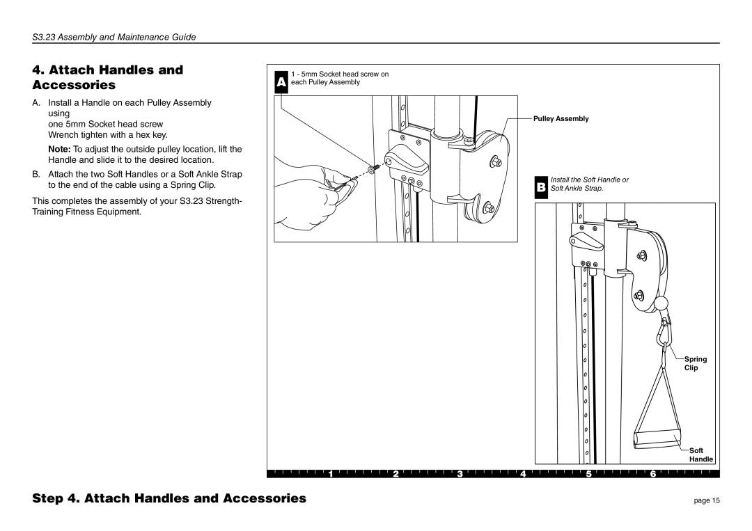 Precor S3.23 manual Attach Handles and Accessories 