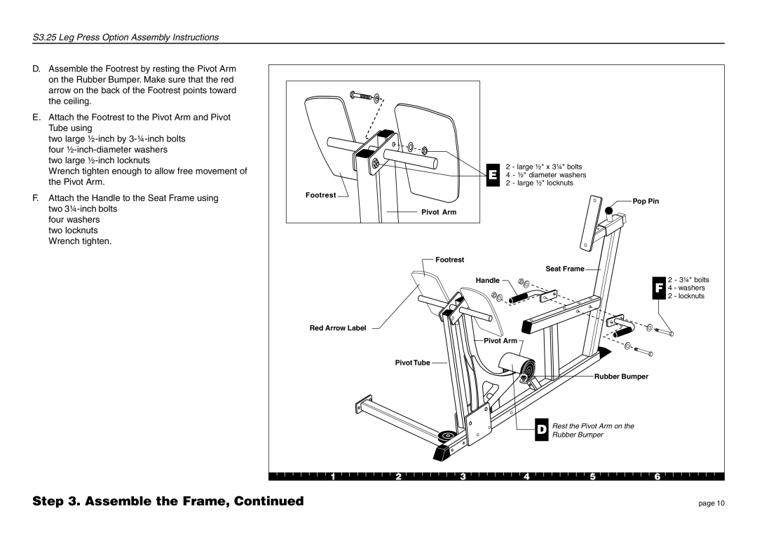 Precor S3.25 manual Footrest 