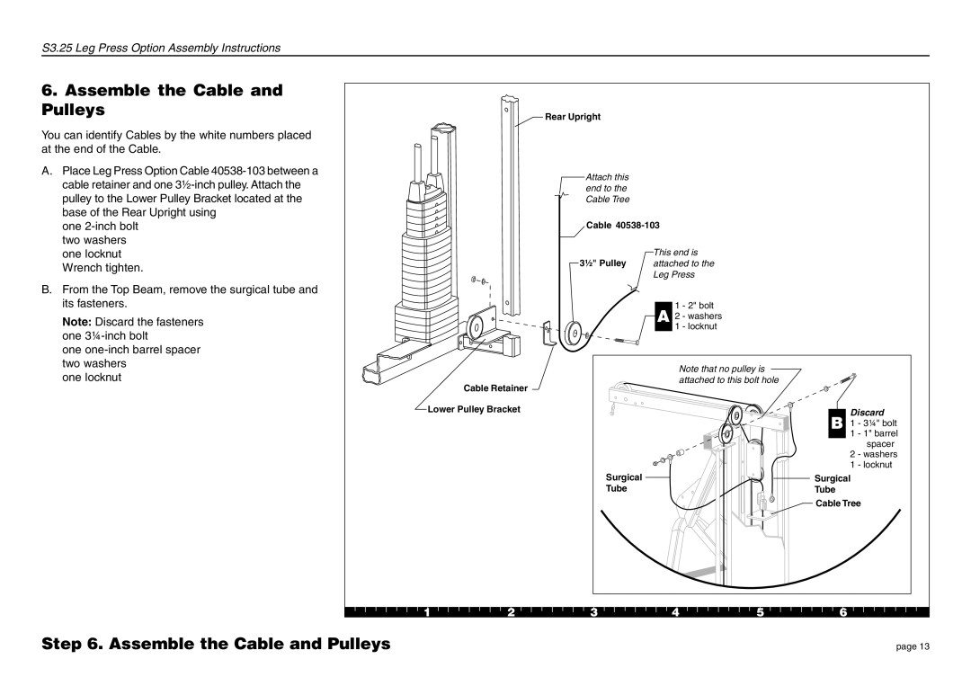 Precor S3.25 manual Assemble the Cable and Pulleys 