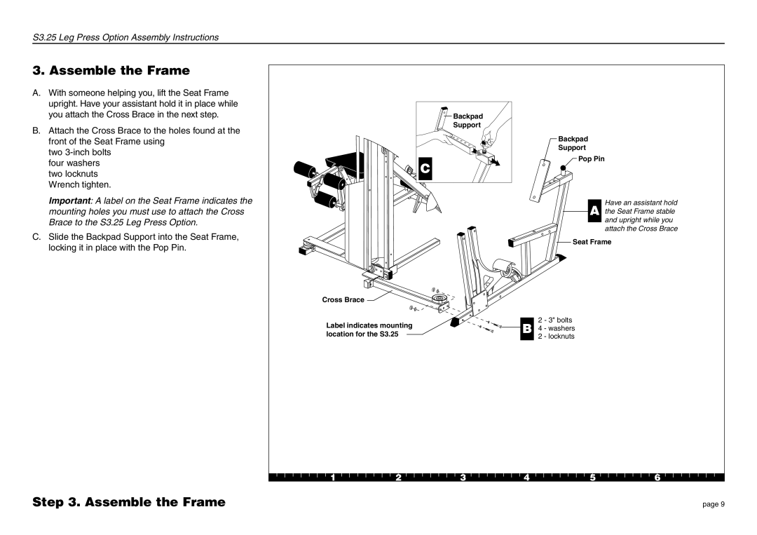 Precor S3.25 manual Assemble the Frame 