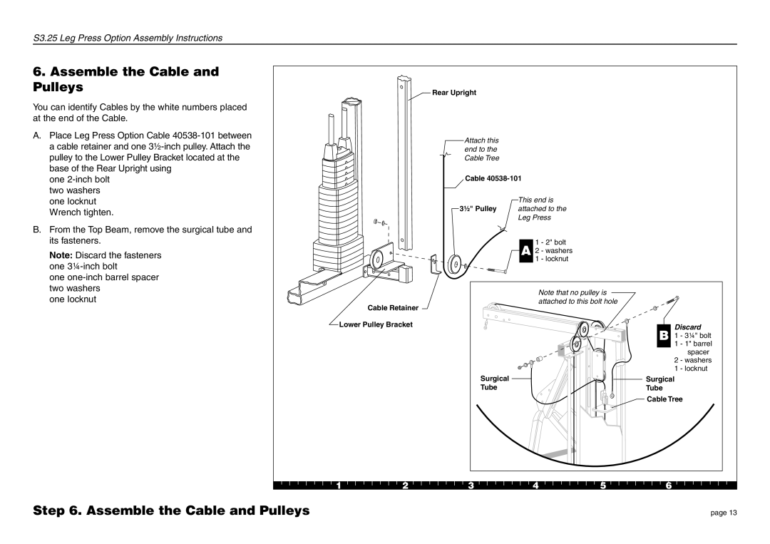 Precor S3.25 manual Assemble the Cable and Pulleys 