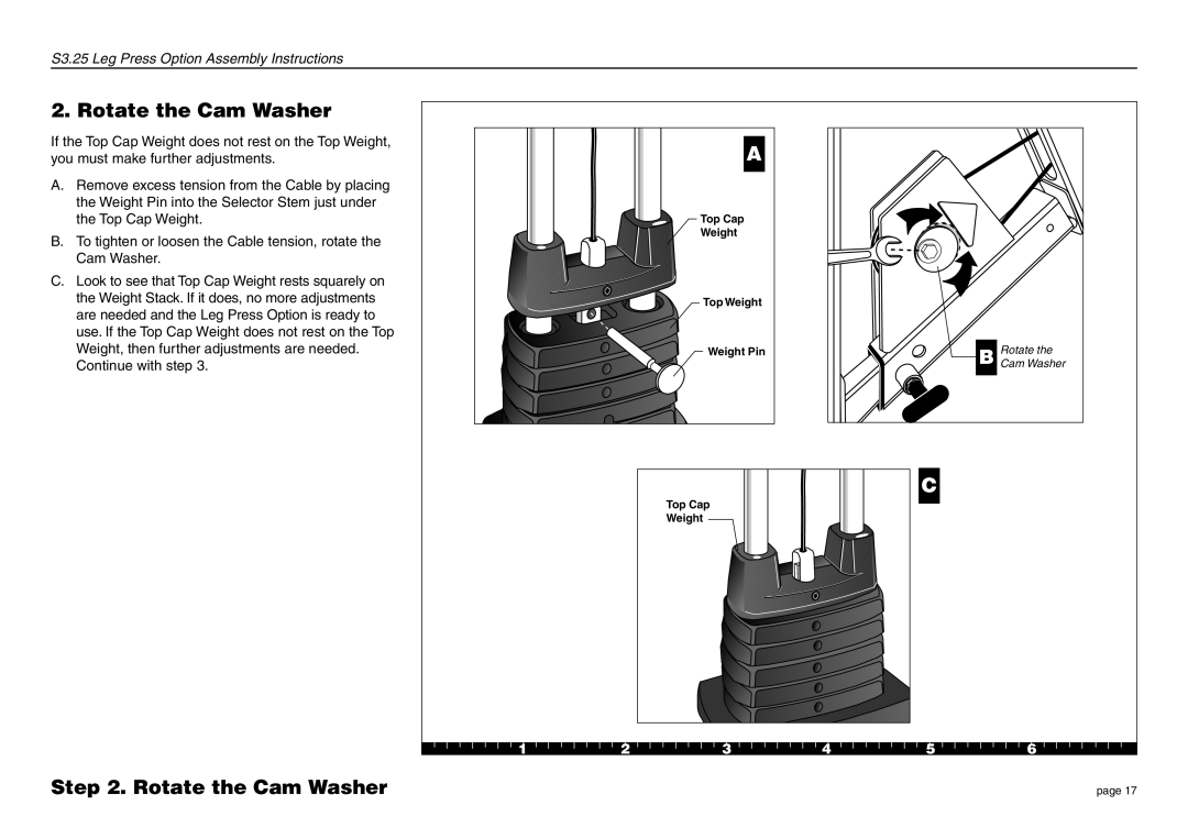 Precor S3.25 manual Rotate the Cam Washer 