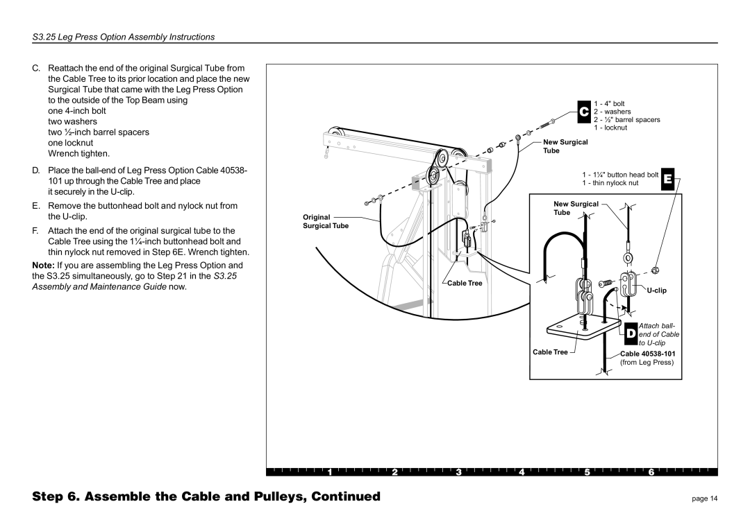 Precor S3.25 manual Assemble the Cable and Pulleys 