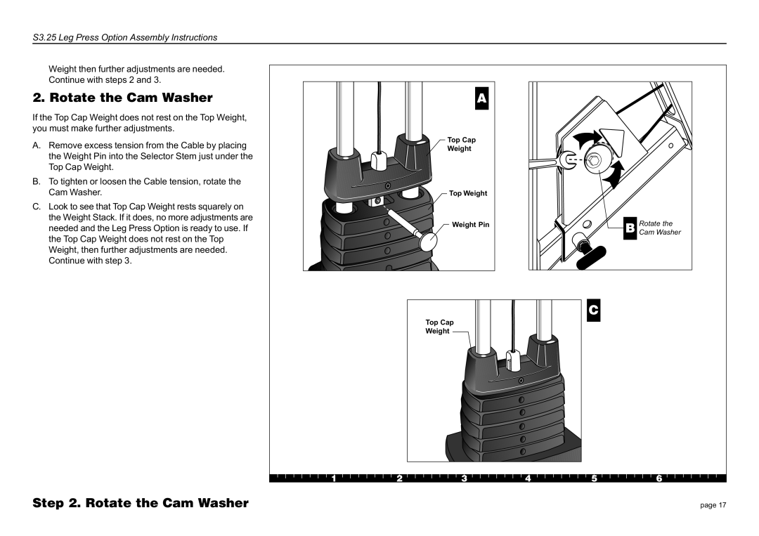 Precor S3.25 manual Rotate the Cam Washer 